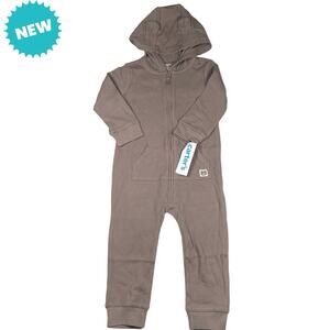 Carter's Baby One Piece Jumpsuit Size 18M Zip-Up Hooded Waffle Knit Brown Ears